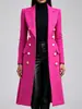 Chaqueta Casual Europea y Americana Moda Otoño e Invierno Estilo Retro Ceñida a la Cintura Ajustada de Cuerpo Largo Manga Larga Chaqueta de Traje Ropa Femenina Transfronteriza