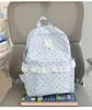 Mochila de estilo ins coreano estilo universitario con lunares de alta apariencia para estudiante de secundaria, mochila de viaje dulce estilo chica suave con encaje