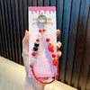 Cadena para Teléfono con Cuentas de Oso Llavero Colgante para Funda de Teléfono Doble Cadena Pulsera Hecha a Mano Colgante para Mujer Accesorio de Muñeca