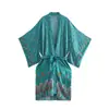 Ins Moda Europea y Americana 2026 Elegante para Mujer al por Mayor Posicionamiento Cordones Estampado Kimono Vestido Abrigo
