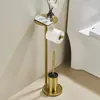 Portarrollos de Papel de Cocina de Acero Inoxidable con Soporte para Teléfono Móvil Cepillo para Inodoro Limpiador de Inodoro Almacenamiento para Limpieza de Inodoro Colgante de Pared
