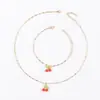 Collar con Colgante de Cereza Hoja Verde Fresca Estilo Coreano Pulsera Accesorio Lindo Dulce de Cereza Simple Versátil
