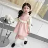 Vestido Jersey de Punto Estilo Coreano Pequeño Estilo Chanel para Niños Otoño/Invierno 2026 Nueva Llegada Moda Infantil Vestido Elegante para Niña Pequeña
