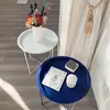 Mesa Redonda Pequena de Luxo Nórdico Leve Portátil Dobrável Mesa de Centro Ins Mini Ferro Forjado Rack de Armazenamento Doméstico Mesa Bandeja Mesa de Canto