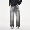 Otoño 2026 Nuevos Jeans con Patrón de Rayos Marca de Moda para Hombre Nuevos Lavados Pierna Recta Adelgazantes Calle Alta Frescos Pantalones Largos