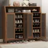 Armário de sapatos para entrada de casa com porta, design pequeno e estreito, sapateira simples, adequado para corredores, solução de mini armazenamento para apartamentos alugados, design multicamadas