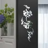 Adesivo de Porta Novo Personalizado com Padrão de Flor e Trepadeira em Espelho Acrílico Adesivo de Geladeira Adesivo Decorativo de Armário Adesivo de Parede de Fundo para Sala de Estar