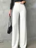 Calça social reta de cintura alta elegante para mulheres para comércio exterior transfronteiriço, novo modelo primavera e outono, com caimento fluido, modelagem slim, emagrecimento, calça de terno preta