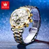 Reloj Mecánico Multifuncional Totalmente Automático Marca Oris Correa de Acero Reloj Calado Luminoso Resistente al Agua Reloj para Hombre Reloj para Hombre
