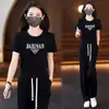 Conjunto de Roupa Esportiva Casual para Mulheres 2026 Verão Nova Moda Estiloso Redutor de Idade Moletom de Gola Redonda Feminino Conjunto de Duas Peças Tendência