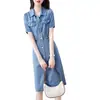 Vestido casual de mezclilla para mujer, estilo de verano nuevo, adelgazante de cintura, temperamento, reductor de edad