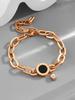 Tendência transfronteiriça pulseira romana de trevo de quatro folhas em aço titânio ouro 18k pulseira de nicho da moda design feminino joias atacado