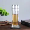 Taza de agua para coche de negocios tapa de apertura de un botón doble capa vidrio de borosilicato alto a prueba de explosiones para hombres y mujeres taza de presión portátil de apertura rápida