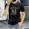 Camiseta Branca de Manga Curta com Gola Redonda Lan Sheng Yi Verão Nova Estampada com Letras Meia-manga Casual Moda Versátil Slim-fit