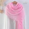 Bufanda de Algodón y Lino Plisada de Color Sólido de Venta Caliente Transfronteriza, Pañuelo de Cabeza Malayo Multicolor Arrugado de Moda con Flecos para Mujer