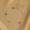 Joyería transfronteriza europea y americana, collar de perlas dulces, nuevo collar de ojo de diablo para mujer, colgante, pulsera de cadena de pie popular de moda