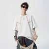 Camiseta de Manga Corta Estilo Americano Sorona Cool para Hombre, Verano Hilo de Hielo Casual Holgada de Media Manga Moderna Transpirable