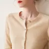 Novo Cardigã de Cashmere Liso Versátil com Gola Redonda Estilo Coreano Jaqueta Simples Solta Camisa Base