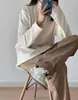 Camisa Base de Terciopelo Cepillado Doble Cara para Mujer Camiseta Engrosada Forrada de Felpa Cuello Medio Alto Interior Holgado Manga Larga Primavera Otoño Invierno Top