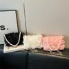 Bolso de noche de lujo para mujer, con lentejuelas, cadena de perlas y diseño floral de encaje, adecuado para fiestas y ocasiones especiales.