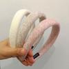 Nuevo Estilo Tela de Rayas Oblicuas Esponja Diadema de Ala Ancha para Mujer Acabado de Cabello Suelto Lindo Dulce Yiwu Otoño e Invierno Diadema Accesorios para el Cabello