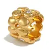 Anel Mengjia Europeu e Americano Transfronteiriço Simples e Único Joia de Anel de Aço Inoxidável Banhado a Ouro 18K Camada Dupla Anel de Chocolate Joia para Mulheres