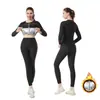 Modelador Transfronteiriço, Calças Modeladoras de Cintura Alta que Induzem Suor, Conjunto de Roupa de Yoga, Fato de Treino Esportivo de Manga Comprida com Zíper que Induz Suor