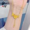 Tienda de oro del mismo estilo, cadena AB con flores gemelas de oro arena antiguo, collar con borlas para novia y boda, cadena de clavícula antigua