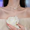 Collar de empalme de cuentas coloridas de lujo ligero, Collar de clavícula de perlas de agua dulce de alta gama, Joyería de diseño apilable para mujer al por mayor