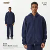 Conjunto unisex de sudadera con capucha y pantalones de chándal, forrado de forro polar, grueso, para otoño e invierno, marca de tendencia estilo americano, adecuado para adolescentes, con cremallera