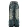 Jeans Rasgados Lavados Vintage para Hombre y Mujer Otoño 2025 Nuevos Pantalones Largos Casuales Rectos Sueltos y Versátiles