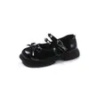 Zapatos de Cuero para Niñas de Comercio Exterior 2025 Primavera Nuevo Estilo Zapatos de Princesa con Lazo para Niñas Zapatos Planos de Boca Baja para Niños Medianos y Grandes Zapatos Individuales