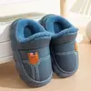 Pantuflas de Algodón para Niños y Niñas, Talón Cerrado, Otoño/Invierno, Superficie de Cuero, Impermeables, Engrosadas, Forro de Felpa, Cálidas, En Stock, Dropshipping