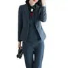 Chaqueta de Traje Rayada Gris Sense para Mujer Nueva Colección Primavera 2023 Ropa de Negocios Elegante Talla Grande Traje Pequeño Superior