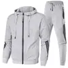 2025. Conjunto esportivo masculino transfronteiriço para primavera e outono, moletom com zíper e calça longa para corrida e fitness, camisa com zíper de camada de ar