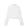 Ropa de otoño nueva transfronteriza para mujer, estilo europeo y americano, moderna y versátil, top tipo camisa de manga larga de popelina con cuello alto