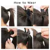 Cinta Mágica de Comercio Exterior Cola de Caballo Recta Cola de Caballo Rizada Peluca para Mujeres Seda Mate de Alta Temperatura Extensión de Cabello Largo Recto Peluca de Cola de Caballo en Stock