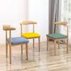 Cadeira de Jantar Minimalista Nórdica com Encosto, Banqueta para Sala de Estudo, Cadeira de Mesa para Estudantes, Uso Doméstico no Quarto, Cadeira Chifre de Arte em Ferro Madeira Falsa