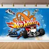 Tecido de Fundo para Aniversário Hot Wheels Suprimentos de Decoração para Festa de Aniversário Carro de Corrida Desenho Animado Hot Wheels Faixa de Aniversário para Fotos
