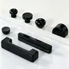 Juego de tiradores de madera maciza de color negro mate para puerta de armario y puerta de mueble, juego de tiradores de madera lacada minimalista para puerta de mueble y cajón