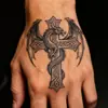 Adesivos de Tatuagem Temporária Cruzada e Dragão Herbal Transfronteiriços, À Prova d'Água de Longa Duração 7~15 Dias, Tatuagem Tradicional para Homens e Mulheres nos Braços e Pernas