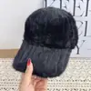 Gorra de béisbol de felpa con rayas verticales de invierno para mujer, gorra de pico de imitación de conejo engrosada, estilo coreano, cálida, hace que la cara se vea más grande, sombrero para circunferencia de cabeza grande