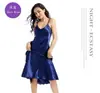Stock de Fábrica Europa y América Amazon AliExpress Sexy Tirantes Finos Espalda Descubierta Elástico Satén Vestido Largo Bata de Noche