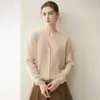Cardigã de Caxemira Feminino%Caxemira Pura Outono Inverno Novo Estilo Gola Reversível Retrô Trançado Quente Suéter Casaco Grosso