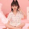 Pijama de verão para meninas, pijama fino de algodão com manga curta, roupa de casa fofa e estilosa para meninas