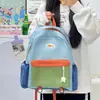 Mochila de Alta Qualidade Transfronteiriça Retro Moderna Color Block Grande Capacidade Estudante Casual Versátil Texturizada