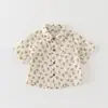 Camisa Infantil Floral de Manga Corta 2026 Nueva Ropa de Verano Estilo Coreano Ropa Infantil para Niños Estilo Casual Estilo Hong Kong Conjunto de Tops