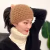 Nuevo Sombrero de Mujer Tejido de Lana Cálido Grueso Headwear de Punto Otoño Invierno Ala Ancha Diadema Accesorios para el Cabello Cubre Cabeza Sombrero