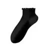 Calcetines con Bordes Fruncidos para Mujer, Temporada de Otoño, Algodón de Xinjiang, Blanco, Versátiles, Calcetines Cortos Sin Costuras, Anti-Pilling, Calcetines de Caña Corta, Estilo Nuevo, Al por Mayor