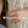 Design minimalista estilo ins coreano joia de prata anel de contas embutidas vazadas ovais de prata esterlina S925 versátil para usar em camadas